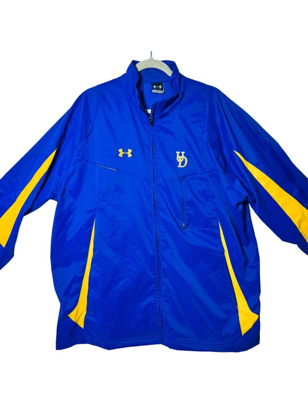 Under Armour Mens XL Blue & Yellow "UD" Full-Zip Jacket Pockets Logo University